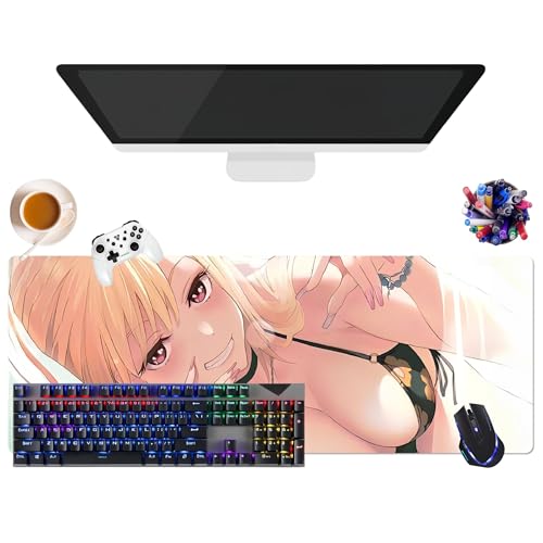 My Dress-Up Darling Kitagawa Marin Anime-Mauspad, extra groß, XL (31,5 x 11,8 x 0,12 Zoll), für Büro, Studium & Zuhause, rutschfeste Unterseite + weiche Oberfläche (2) von CSYJYMCFX