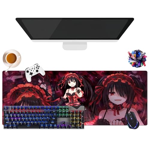 Tokisaki Kurumi Mauspad Anime Date a Live | Wasserdichtes Mauspad XL (31,5 x 11,8 x 0,12 Zoll) | rutschfeste Gummibasis für PC, Laptop, Schutz für Tastatur und Maus (5) von CSYJYMCFX