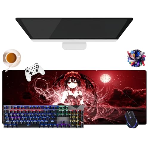 Tokisaki Kurumi Mauspad Anime Date a Live | Wasserdichtes Mauspad XL (31,5 x 11,8 x 0,12 Zoll) | rutschfeste Gummibasis für PC, Laptop | Schutz für Tastatur und Maus (3) von CSYJYMCFX