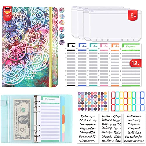 Budget Planner Deutsch Budget Binder A6 - Vollständig Deutsch Design,Budgetplaner Geld Organizer Sparbuch mit Folien für Finanzplaner Buget Sparen Mappe, Cash Stuffing Startset (grün) von CSZYGZS