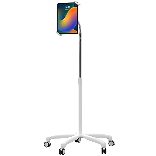 CTA Digital: Heavy-Duty Medical Mobile Floor Stand for iPad 9.8" 8th Gen, iPad 10.2" 7th Gen, 12.9" iPad Pro, 11" iPad Pro, iPad Mini, iPad Air 4, Surface Pro X, and Other 7-13" Tablets - White von CTA Digital