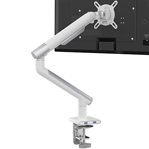 CTA Monitorhalterung für Monitore von 58,4 cm bis 88,9 cm (23 bis 35 Zoll), mit Dual-USB-3.0-Hub-Anschlüssen und Armklemme für Schreibtische, Weiß (ADD-SSMA) von CTA Digital