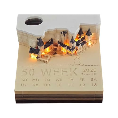 3D-Kalender 2025 mit Licht, kreative 3D-Magic-Schloss, Postnotizen, Zeitmess-Kalender 2025, Notizblock, Papierschnitzerei, kreative Haftnotizen, Skulptur, Geschenk für Schule, Zuhause, Büro 3D-Kalender 2025 mit Licht, kreative 3D-Magic-Schloss, Postnotizen, Zeitmess-Kalender 2025, Notizblock, Papierschnitzerei, kreative Haftnotizen, Skulptur, Geschenk für Schule, Zuhause, Büro von CTDWNT