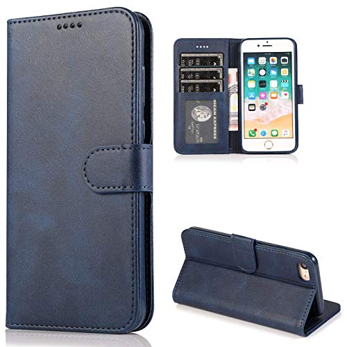 CTIUYA Handyhülle für iPhone SE 2022 / iPhone SE 2020 / iPhone 8/iPhone 7 Hülle Leder Klapphülle Handytasche Flip Brieftasche Ledertasche mit Kartenfach Schutzhülle Magnet Case Tasche Cover,Dunkelblau von CTIUYA