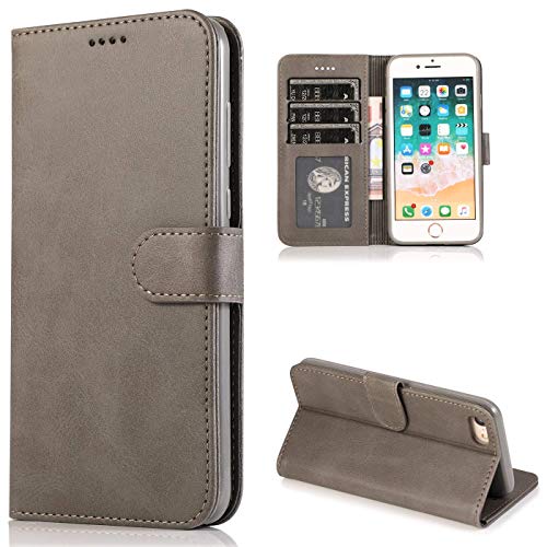 CTIUYA Handyhülle für iPhone SE 2022 / iPhone SE 2020 / iPhone 8/iPhone 7 Hülle Leder Klapphülle Handytasche Flip Brieftasche Ledertasche mit Kartenfach Schutzhülle Magnet Case Tasche Cover,Grau von CTIUYA