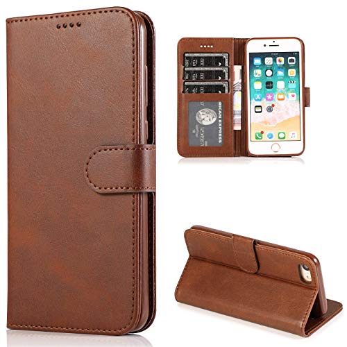 CTIUYA Handyhülle für iPhone SE 2022 / iPhone SE 2020 / iPhone 8 /iPhone 7 Hülle Leder Klapphülle Handytasche Flip Brieftasche Ledertasche mit Kartenfach Schutzhülle Magnet Case Tasche Cover,Braun von CTIUYA