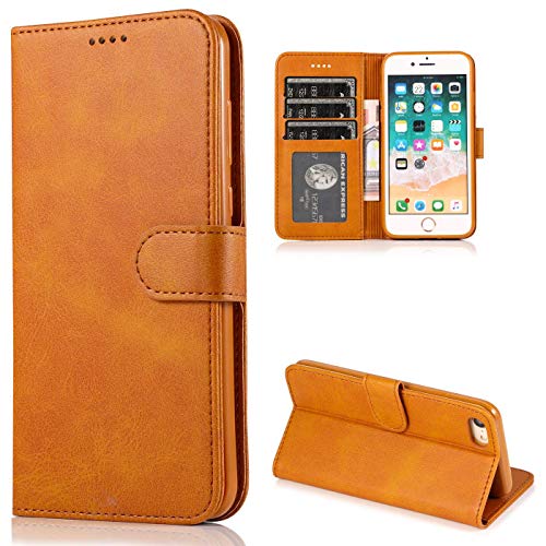 CTIUYA Handyhülle für iPhone SE 2022 / iPhone SE 2020 / iPhone 8 /iPhone 7 Hülle Leder Klapphülle Handytasche Flip Brieftasche Ledertasche mit Kartenfach Schutzhülle Magnet Case Tasche Cover,Hellbraun von CTIUYA