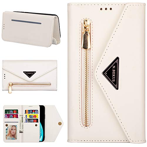 CTIUYA Hülle für Samsung Galaxy A20E, Brieftasche Handyhülle Leder Wallet Case Hülle Tasche Geldbörse Flip Cover Klapphülle mit Kartenfach Handschlaufe Lanyard Handytasche für Galaxy A20E,Weiß von CTIUYA