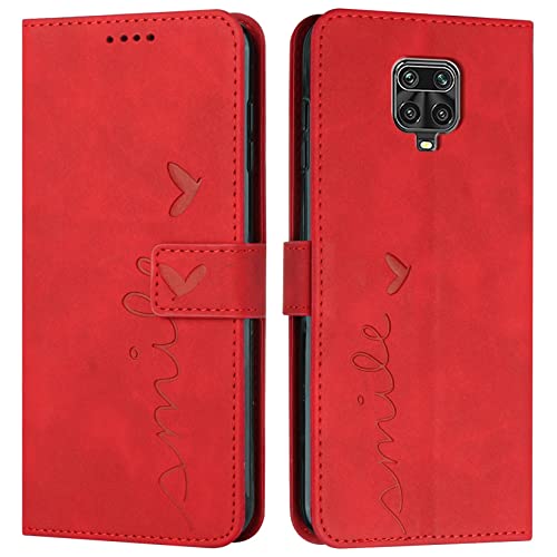 CTIUYA Hülle für Xiaomi Redmi Note 9 Pro/Redmi Note 9S, Hülle Leder Klapphülle Handyhülle Klappbar Flip Case Vorne Hinten Schutzhülle Tasche für Xiaomi Redmi Note 9 Pro/Redmi Note 9S,Rot von CTIUYA