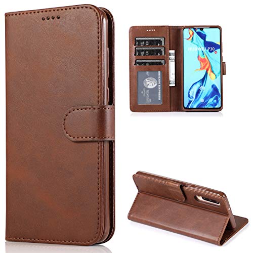 CTIUYA Schutzhülle für Huawei P30, Hülle Handyhülle Leder Klapphülle Handytasche Flip Brieftasche Schutzhülle Magnet Wallet Case Tasche Lederhülle für Huawei P30,Braun von CTIUYA