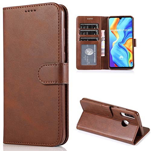 CTIUYA Schutzhülle für Huawei P30 Lite, Hülle Handyhülle Leder Klapphülle Handytasche Flip Brieftasche Schutzhülle Magnet Wallet Case Tasche Lederhülle für Huawei P30 Lite,Braun von CTIUYA