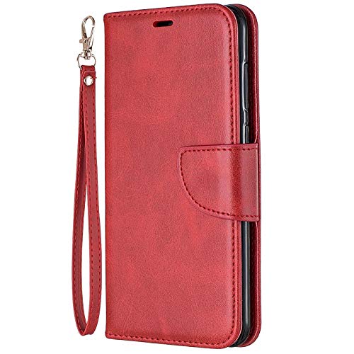 CTIUYA Schutzhülle für Huawei P30 Lite, Hülle Handyhülle Leder Tasche Klapphülle Brieftasche Flip Case mit Magnet Ständer Silikonhülle Handytasche Lederhülle für Huawei P30 Lite,Rot von CTIUYA