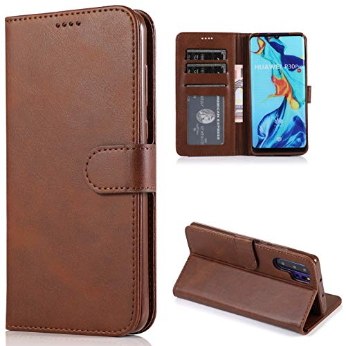 CTIUYA Schutzhülle für Huawei P30 Pro, Hülle Handyhülle Leder Klapphülle Handytasche Flip Brieftasche Schutzhülle Magnet Wallet Case Tasche Lederhülle für Huawei P30 Pro,Braun von CTIUYA