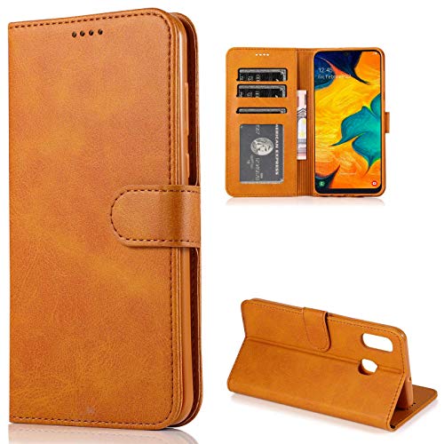 CTIUYA Schutzhülle für Samsung Galaxy A20E, Hülle Handyhülle Leder Klapphülle Handytasche Flip Brieftasche Schutzhülle Magnet Wallet Case Tasche Lederhülle für Samsung Galaxy A20E,Hellbraun von CTIUYA