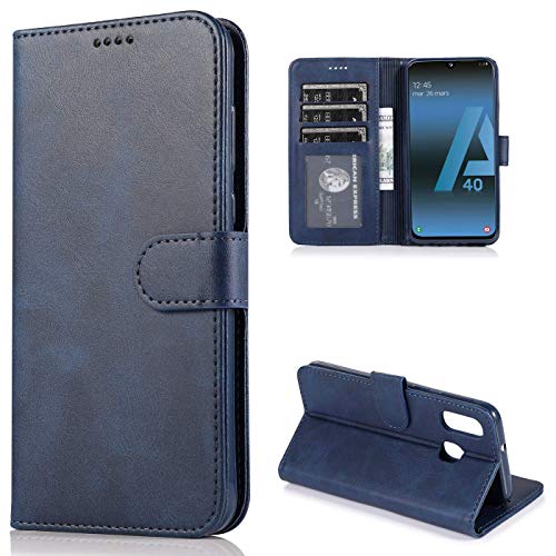 CTIUYA Schutzhülle für Samsung Galaxy A40, Hülle Handyhülle Leder Klapphülle Handytasche Flip Brieftasche Schutzhülle Magnet Wallet Case Tasche Lederhülle für Samsung Galaxy A40,Dunkelblau CTIUYA Schutzhülle für Samsung Galaxy A40, Hülle Handyhülle Leder Klapphülle Handytasche Flip Brieftasche Schutzhülle Magnet Wallet Case Tasche Lederhülle für Samsung Galaxy A40,Dunkelblau von CTIUYA