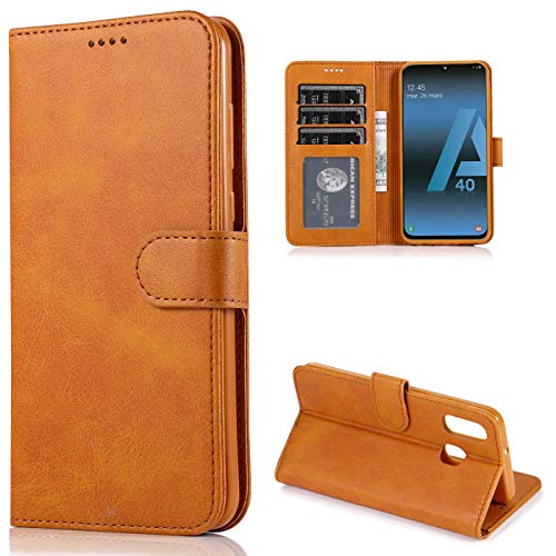 CTIUYA Schutzhülle für Samsung Galaxy A40, Hülle Handyhülle Leder Klapphülle Handytasche Flip Brieftasche Schutzhülle Magnet Wallet Case Tasche Lederhülle für Samsung Galaxy A40,Hellbraun CTIUYA Schutzhülle für Samsung Galaxy A40, Hülle Handyhülle Leder Klapphülle Handytasche Flip Brieftasche Schutzhülle Magnet Wallet Case Tasche Lederhülle für Samsung Galaxy A40,Hellbraun von CTIUYA