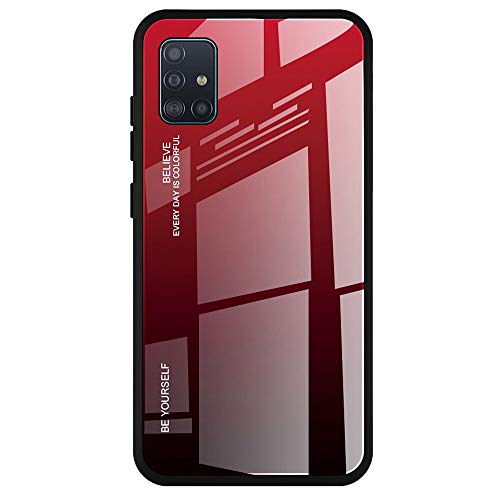 CTIUYA Schutzhülle für Samsung Galaxy A51, Hülle Hart Glas Back Hard Case Handyhülle Plastik Weich Silikon TPU Rahmen Etui Tasche Dünn Bumper Cover für Samsung Galaxy A51,Rot Schwarz von CTIUYA