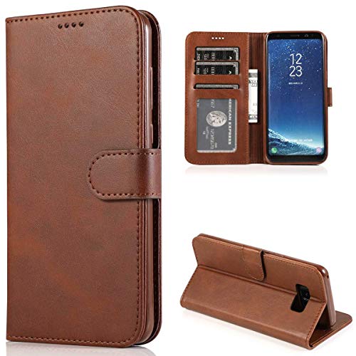 CTIUYA Schutzhülle für Samsung Galaxy S8, Hülle Handyhülle Leder Klapphülle Handytasche Flip Brieftasche Schutzhülle Magnet Wallet Case Tasche Lederhülle für Samsung Galaxy S8,Braun von CTIUYA