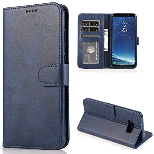 CTIUYA Schutzhülle für Samsung Galaxy S8, Hülle Handyhülle Leder Klapphülle Handytasche Flip Brieftasche Schutzhülle Magnet Wallet Case Tasche Lederhülle für Samsung Galaxy S8,Dunkelblau von CTIUYA