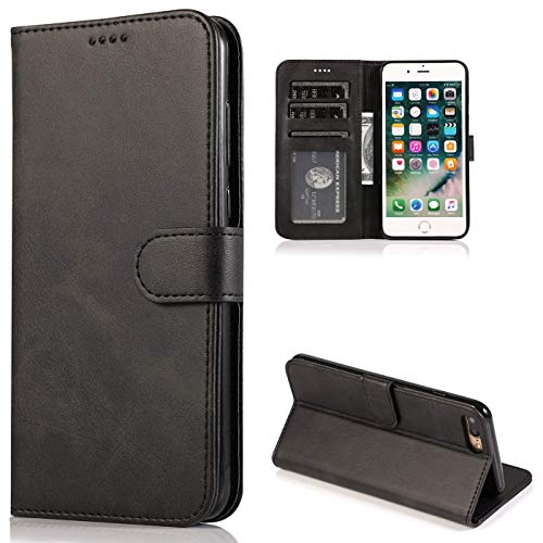 CTIUYA Schutzhülle für iPhone 7 Plus/iPhone 8 Plus, Hülle Handyhülle Leder Klapphülle Handytasche Flip Schutzhülle Magnet Wallet Case Tasche Lederhülle für iPhone 7 Plus/iPhone 8 Plus,Schwarz von CTIUYA