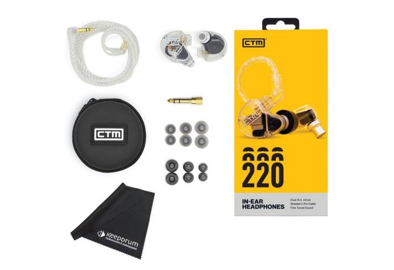 CTM Audio CE220 In Ear Monitor-Clear mit Tuch In-Ear-Kopfhörer (Voller Sound, Präzision, nicht zutreffend, Frequenzgang: 20 Hz bis 16 kHz, Kraftvoller Bass) von CTM Audio