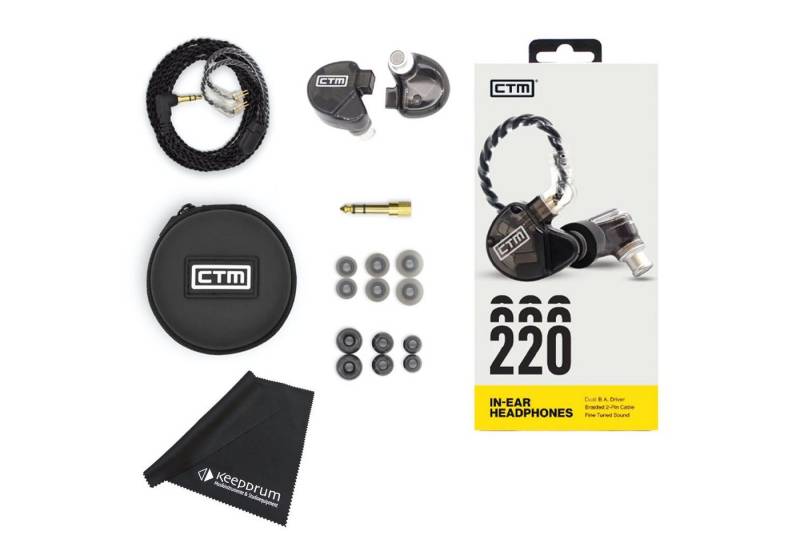 CTM Audio CTM CE220 In Ear Monitor-Kopfhörer Grau mit Tuch In-Ear-Kopfhörer (Voller Sound, Präzision, nicht zutreffend, Kabelgebunden) von CTM Audio