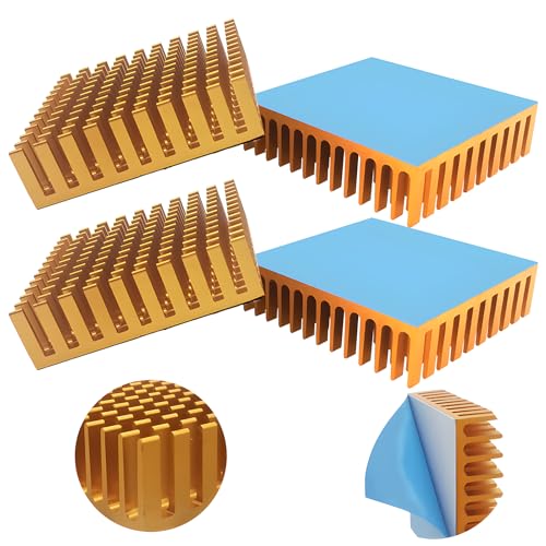 Aluminium Kühlkörper, CTRICALVER Schwarz Heizkörper Kühlung Kühler 40mm x 40mm x 11mm Mit Thermokleber (4pcs) von CTRICALVER