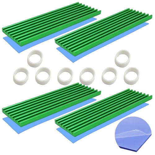 CTRICALVER Kühlkörper, 4 Stück 70 mm × 22 mm × 3 mm M.2 SSD Kühler, Aluminium Kühlkörper Mit Silikon Wärmeleitpad für 2280 SSD (Grün) von CTRICALVER