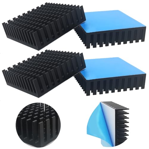 Kühlkörper, CTRICALVER 4 Stück Aluminium Kühlrippen Kühler-Set Heatsink mit Thermoklebeband 40 * 40 * 11mm,Schwarz von CTRICALVER
