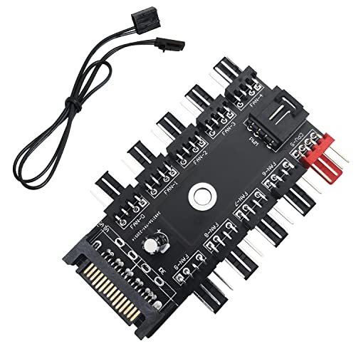 Lüfter Hub, CTRICALVER 1 bis 10 Ports Hub, 12 V 4 Pin PWM Kühlgebläse Hub, mit SATA/IDE Port Unterstützung von CTRICALVER