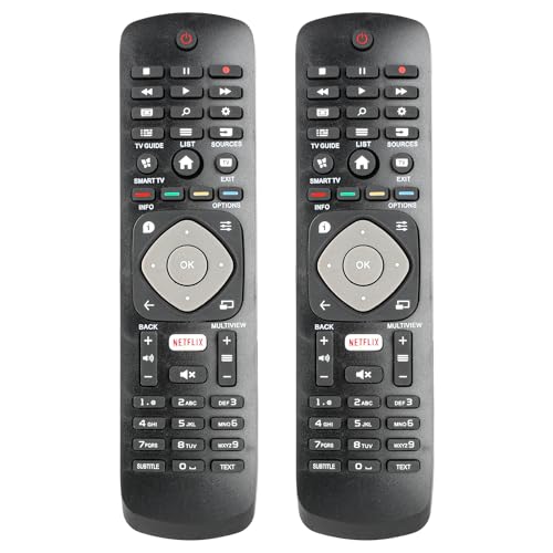 2 Stück 996596003606 Fernbedienung kompatibel mit Philips 4K UHD HDR Smart TV 32PFS5362 43PUS6262 49PUS6262 50PUS6262 Ersatz Controller mit NETFLIX-Taste, keine Konfiguration erforderlich von CTRLBETTER
