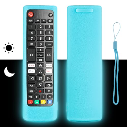 Silikon-Fernbedienung Fall Kompatibel mit LG AKB73715601 AKB75095308 AKB74915324 AKB75095307 AKB73975709 AKB73975757 TV Fernbedienung Stoßfeste Schutzhülle mit einem Lanyard (Fluoreszierend Blau) von CTRLBETTER