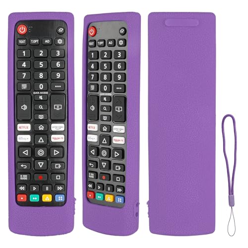 Silikon Fernbedienung Fall Kompatibel mit LG AKB73715601 AKB75095308 AKB75095307 AKB74915324 AKB73975757 TV Fernbedienung Stoßfeste Schutzhülle mit einem Lanyard (Lila) von CTRLBETTER