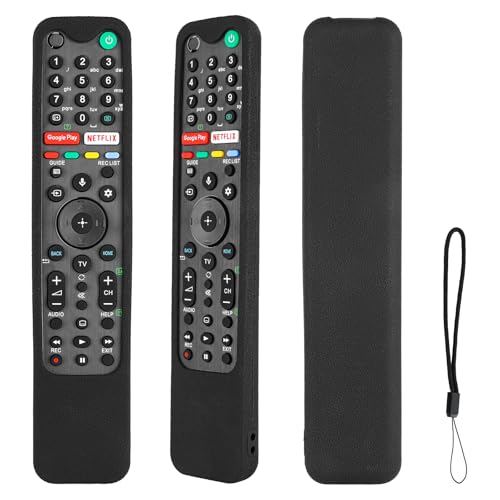 Silikon-Fernbedienung Fall kompatibel mit Sony RMF-TX500P RMF-TX500U RMF-TX500E RMF-TX600U RMF-TX600E RMF-TX600C TV Fernbedienung Stoßfeste Schutzhülle mit einem Lanyard (Schwarz) von CTRLBETTER