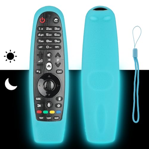 Silikon Fernbedienung Hülle Kompatibel mit LG AKB75855501 ANMR650A AKB75075301 ANMR600 ANMR650 ANMR18BA ANMR19BA TV Fernbedienung Stoßfeste Schutzhülle Mit Einem Lanyard (Fluoreszierend Blau) von CTRLBETTER