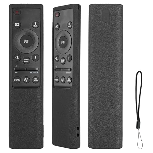 Silikon-Schutzhülle für Fernbedienung, kompatibel mit Samsung AH81-15047A AH81-15498A Soundbar-Fernbedienung, stoßfeste Schutzhülle mit Umhängeband (schwarz) von CTRLBETTER