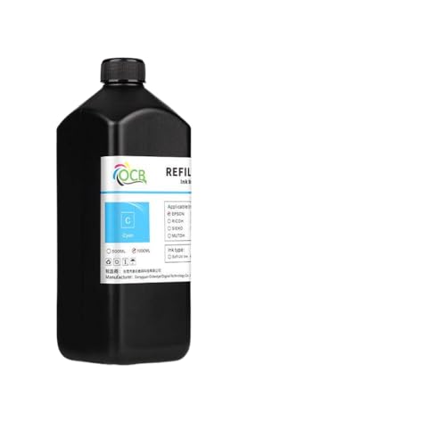 CUAWBAPF Kompatible Harte Tinte Kompatibel mit Verschiedene Tintenstrahldrucker, einschließlich L805 L1800 R290 1390 7800 7880 TX800 XP600 XP300 DX4 DX5 DX6 DX7(Cyan 1000ML) von CUAWBAPF