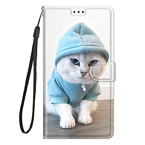 Kompatibel für Samsung Galaxy A12/M12 Hülle Leder mit Band Motiv Kartenfach Silikon Klappbar Flip Tier Hüllen [Magnetisch] Handyhülle Bumper PU Cover Case - Kat 3 von CUAgain-EU