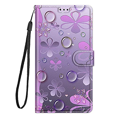 Kompatibel für Samsung Galaxy A33 5G Hülle Leder mit Band Motiv Kartenfach Silikon Klappbar Flip Tier Hüllen [Magnetisch] Handyhülle Bumper PU Cover Case - Violett von CUAgain-EU