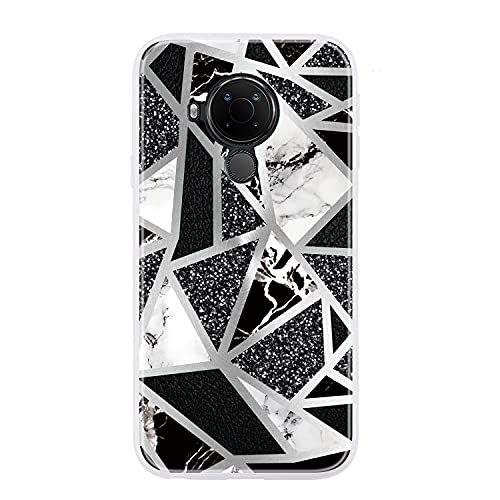 Kompatibel mit Nokia 3.4 2020 Hülle Silikon Marmor Lustig Diamant Muster Gummi Hüllen Handyhülle Cover Ultra Dünn Bumper Slim Handytasche Stoßfest Mädchen Damen Grau von CUAgain-EU