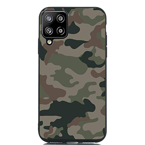 Kompatibel mit Samsung Galaxy A22 4G Hülle Silikon Schwarz Muster Motiv Lustig Matt Hüllen Handyhülle Ultra Dünn Gummi Cover Bumper Case Mädchen Damen Camouflage von CUAgain-EU