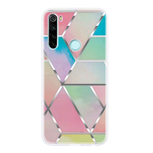 Kompatibel mit Xiaomi Redmi Note 8 (2019/2021) Hülle Silikon Marmor Lustig Diamant Muster Gummi Hüllen Handyhülle Cover Ultra Dünn Bumper Slim Handytasche Stoßfest Mädchen Damen Regenbogen von CUAgain-EU