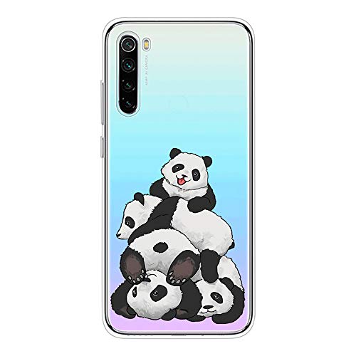 Kompatibel mit Xiaomi Redmi Note 8 (2019/2021) Hülle Transparent Silikon Klar Ultra Dünn Slim Lustig Motiv Muster Bumper Hüllen Durchsichtig Handyhülle Case Cover für Mädchen Damen Panda von CUAgain-EU