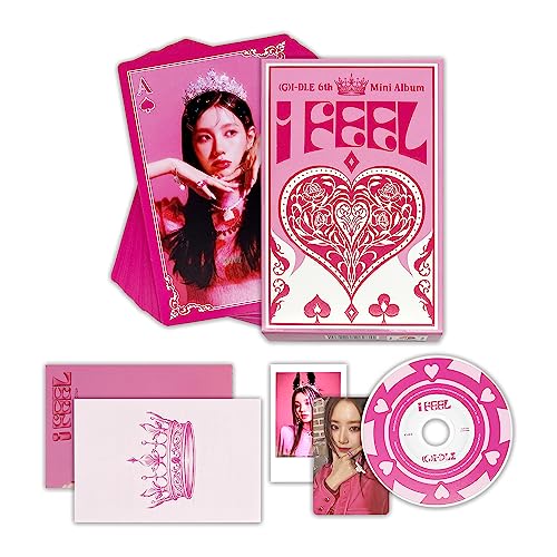 (G)I-DLE - 6th Mini Album [I feel] (QUEEN Ver.) Playing Card + Lyric Paper + CD & Holder + Photo Card + Polaroid + Mini Poster + 2 Pin Button Badges + 4 Extra Photocards von CUBE Ent.