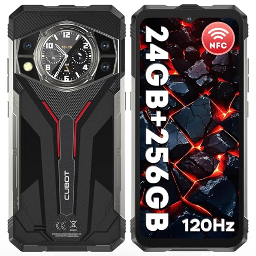 CUBOT Kingkong AX Outdoor Handy Android 14 2025,24GB+256GB/1TB Smartphone Ohne Vertrag,100MP Baustellenhandy,6.58'' FHD+120Hz,1.32" Zurück Dsiplay,5100mAh(33W)/IP68 Wasserdicht/NFC/GPS/Fingerabdruck von CUBOT