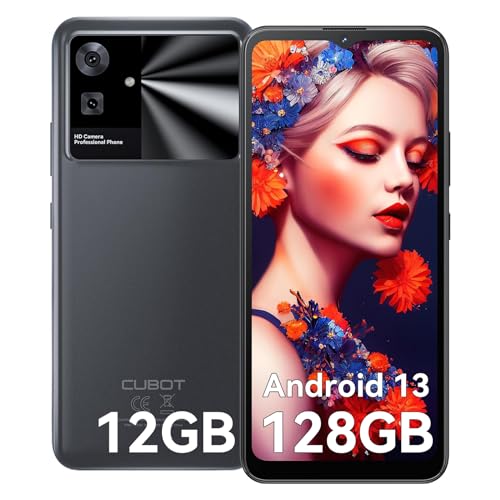 CUBOT Note 21 Smartphone 12GB RAM 128GB ROM 1TB Expand 6,56'' HD 90Hz Diaplay Android 13 Handy Ohne Vertrag 50MP Kamera 4G Dual SIM/Octa Core/Face ID/GPS/OTG - Klassisches Schwarz von CUBOT
