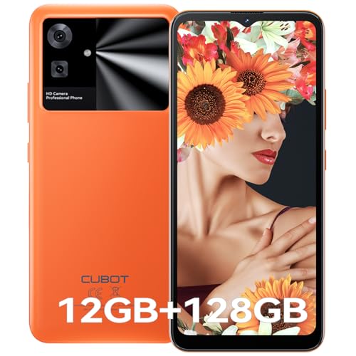 CUBOT Note 21 Smartphone 12GB RAM 128GB ROM 1TB Expand 6,56'' HD 90Hz Diaplay Android 13 Handy Ohne Vertrag 50MP Kamera 4G Dual SIM/Octa Core/Face ID/GPS/OTG - Leuchtend Orange von CUBOT