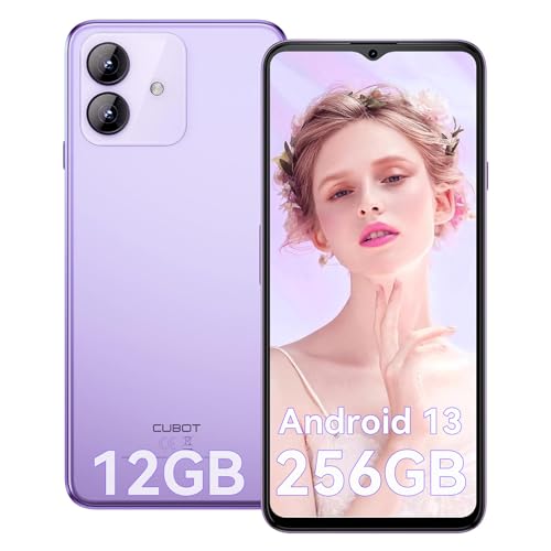 CUBOT Note 40 Smartphone Ohne Vertrag 12GB RAM 256GB ROM 6,56'' HD 90Hz Display Android 13 System 50MP Kamera 4G Dual SIM Handy Octa Core/GPS/OTG/Face ID - Violett von CUBOT