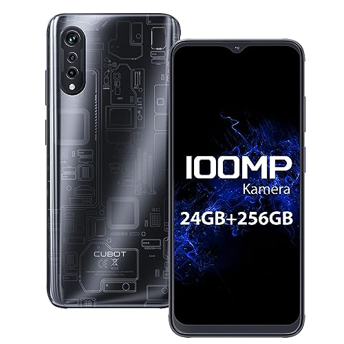 CUBOT X70 Smartphone ohne Vertrag, 24GB(12+12)+256GB/1TB Erweiterbar, 100MP Kamera, MediaTek Helio G99, Android 13 Handy, 6.583'' FHD+, 5200mAh Akku, Dual SIM 4G Handy, GPS, OTG, NFC (Tech-Schwarz) von CUBOT