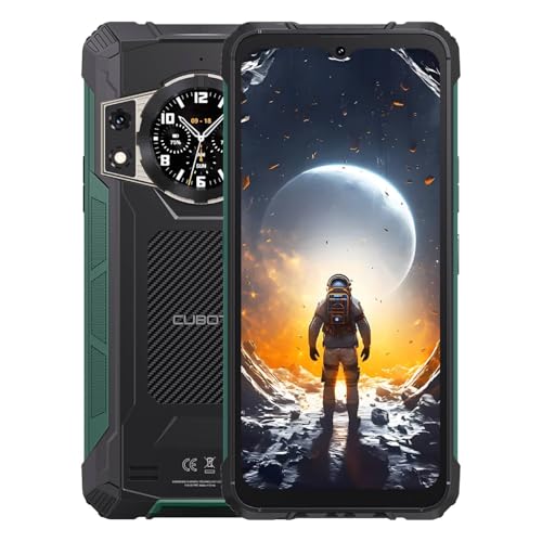 Cubot Kingkong ACE 2 - Smartphone mit 6,56" HD+ Display, 16GB (6GB+10GB) RAM und 128GB ROM, Dreifachkamera 48 MP, 5100mAh Akku, Android 14, Octa-Core G85 Prozessor, Farbe Schwarz+Grün von CUBOT